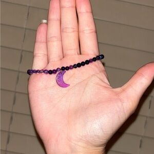 Handmade Danty Purple Agate Bracelet with purple moon 💜🌙
